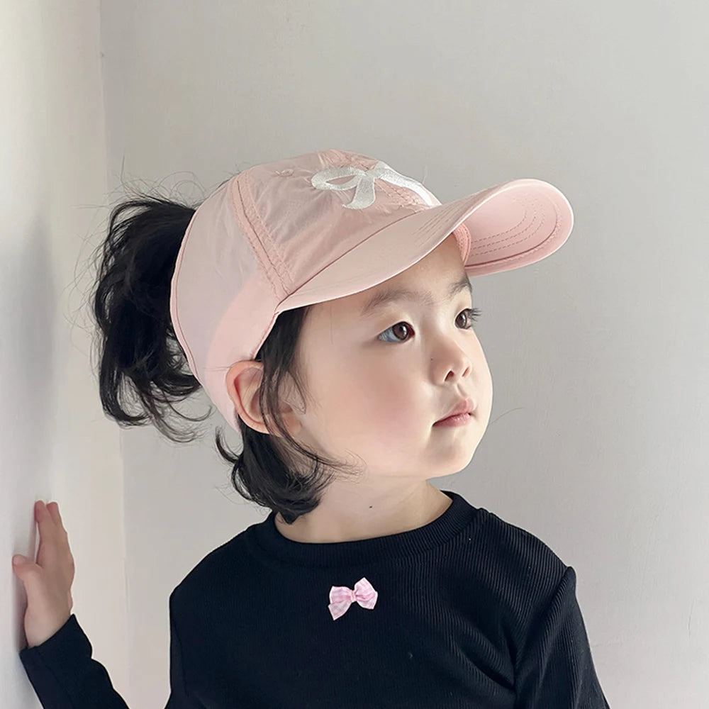 Fashion High Ponytail Kids Boy Girl Sun Hats Quick Drying Baseball Caps Adjustable Travel Caps Children Peaked Hats With Hole