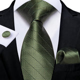 DiBanGu Green Teal Ties For Men Hanky Cufflinks Set 17 Styles Necktie For Male Business Wedding Party Mens Ties New Arrival Tie