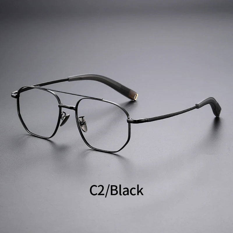Trendy Men's Large size Titanium Frames Stylish, Double Bridge, Casual, Comfortable, Optical Prescription Eyewear for Men 07518