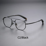Trendy Men's Large size Titanium Frames Stylish, Double Bridge, Casual, Comfortable, Optical Prescription Eyewear for Men 07518