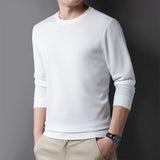 2024 Men's Casual Fashion Long Sleeved Round Neck T-shirt Waffle Comfortable Top