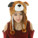 Soft Plush Animal Hat Moving Ears Hat Headgear Ears Airbag Cap Ear Protection Earmuff Funny Toys Neck Warmer Winter Warmer