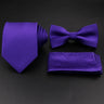 Hot Sale Red Blue Tie Set Polyester Slim Striped Necktie Bowtie Cufflink Brooch For Groom Suit Wedding Cravat Shirt Accessory