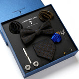 Holiday Gift Box Tie For Men Tie Handkerchief Pocket Squares Cufflink Set Necktie Box Man Dark Grey April Fool's Day