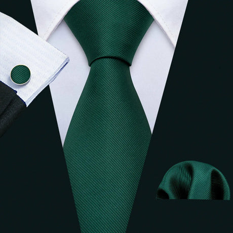 Fashion Luxury Green Silk Tie For Men Casual Formal Wedding Geometric Tie Barry.Wang NeckTies Hanky Cufflinks Set Business Gift