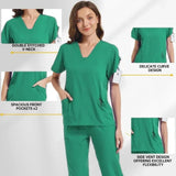 New Scrubs Set Medical Uniforms Stretch Scrub Tops with Pocket Pants Nurse Uniform Doctor Surgery Overalls Beauty Salon Workwear