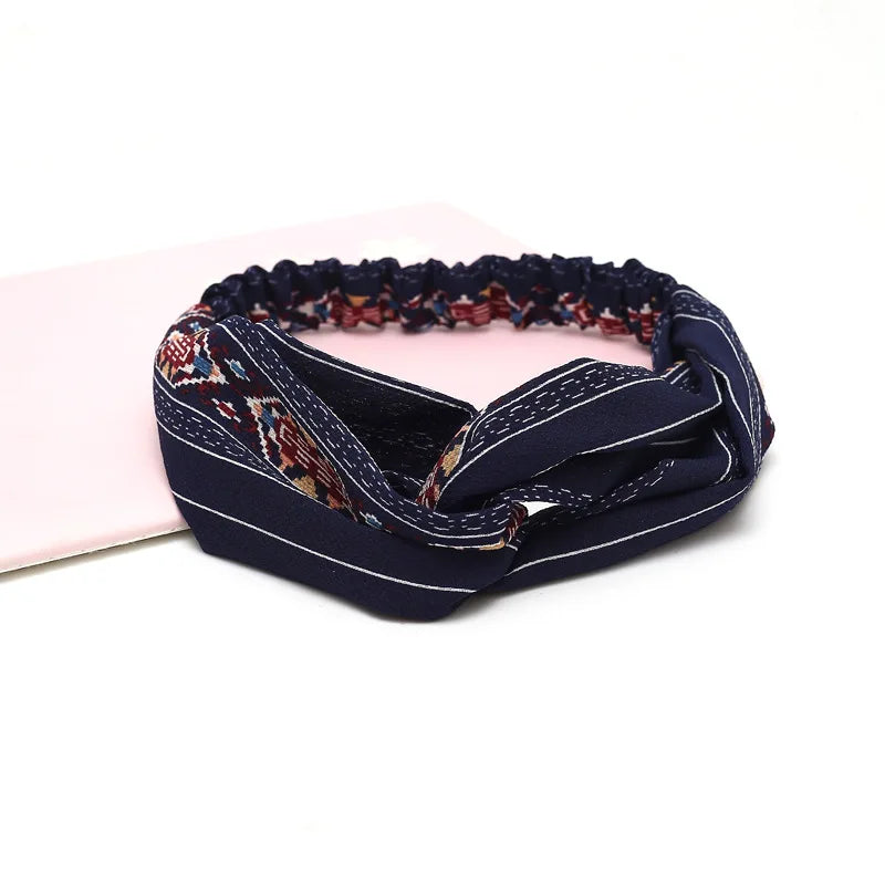 Women Headband New Fashion Hair Bands Bohemian Cross Elastic Hair Band For Ladies Black Purple Female Head band Hair Accessories