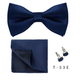 Men Ties Set Solid Color Bowtie Cravat Cufflinks Handkerchief Fashion Butterfly Party Wedding Bow Ties For Men Shirt Accessories