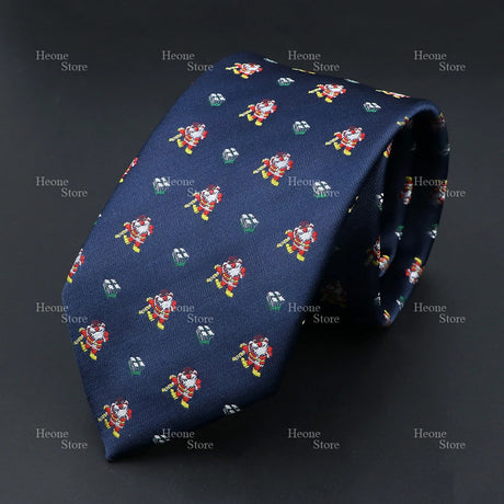 Classic Red Blue Christmas Tie For Men Father Festival Gift Santa Claus Snowman Tree Snowflake Elk Necktie Skinny 7cm Accessory