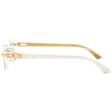 Frameless Horn Pure Titanium Glasses Frame with High-grade Natural White Horn Temples Can Be Matched with Myopia and Presbyopia.