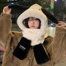 Winter new Firefox ears warm furry skiing scarf gloves one-piece hat children