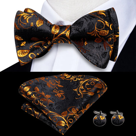 Dropshipping Jacquard Silk Mens Self Bow Tie Hanky Cufflinks Set Male Butterfly Knot Bowtie Wholesale for Male Wedding Business