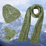 3Pcs/Set Neck Protection Knitted Hat Winter Soft Windproof Beanies Hat Outdoor Warm Scarf Cap Men Women