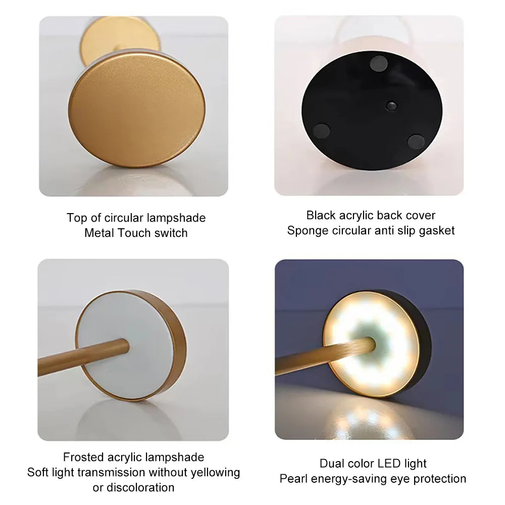 1PC Metal Classic Table Lamp USB Rechargeable Night Light Stepless Dimming Touch 3 Level Bedside Lamp Hotel Bar Decoration