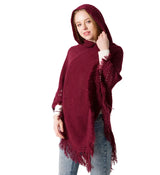 Women's Autumn and Winter New Knitted Hooded Cape Shawl Solid Colour One-Piece Knitwear Hoodeds Large Shawl