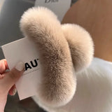 Muweordy New Oversized Faux Fur Big Crab Hair Clip for Girls Rabbit Hair Claw Clips Cute Plush Ponytail Women's Hair Barrettes