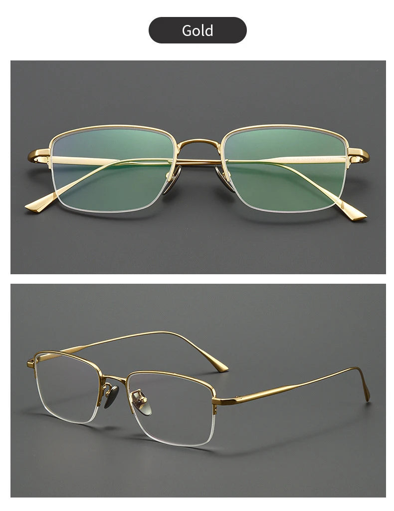 Lzabella New Men's Half Frame Glasses Business Casual Pure Titanium Frame Fashionable And Trendy Prescription Glasses 1906