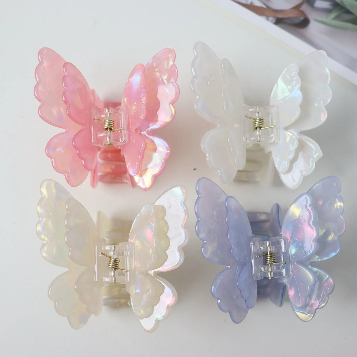 AWAYTR Double-layer Dazzle Butterfly Hair Claw Clips for Women Girls Hair Clip Barrette Hair Clamps Headwear Hair Accessories