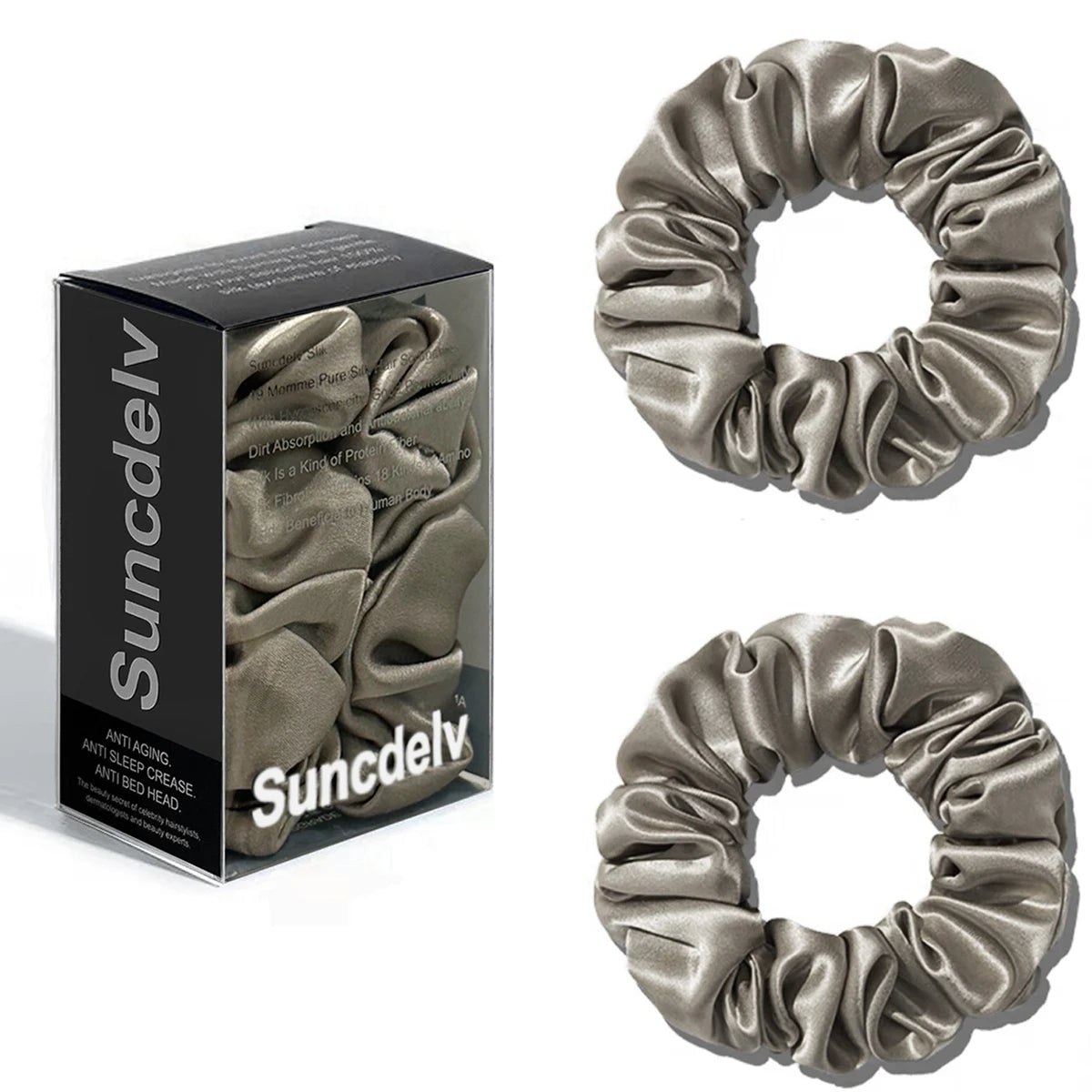 2PCS 3.5CM Mulberry Silk Scrunchies Women Grils Hair Ties for Hair Sleep No Damage Hairband Curly Hair Elastics Ponytail Holder