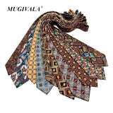 MUGIVALA 9CM Wide Printed Vintage Tie Nostalgic Retro Suit Shirt Formal Business Casual Fashion Accessories