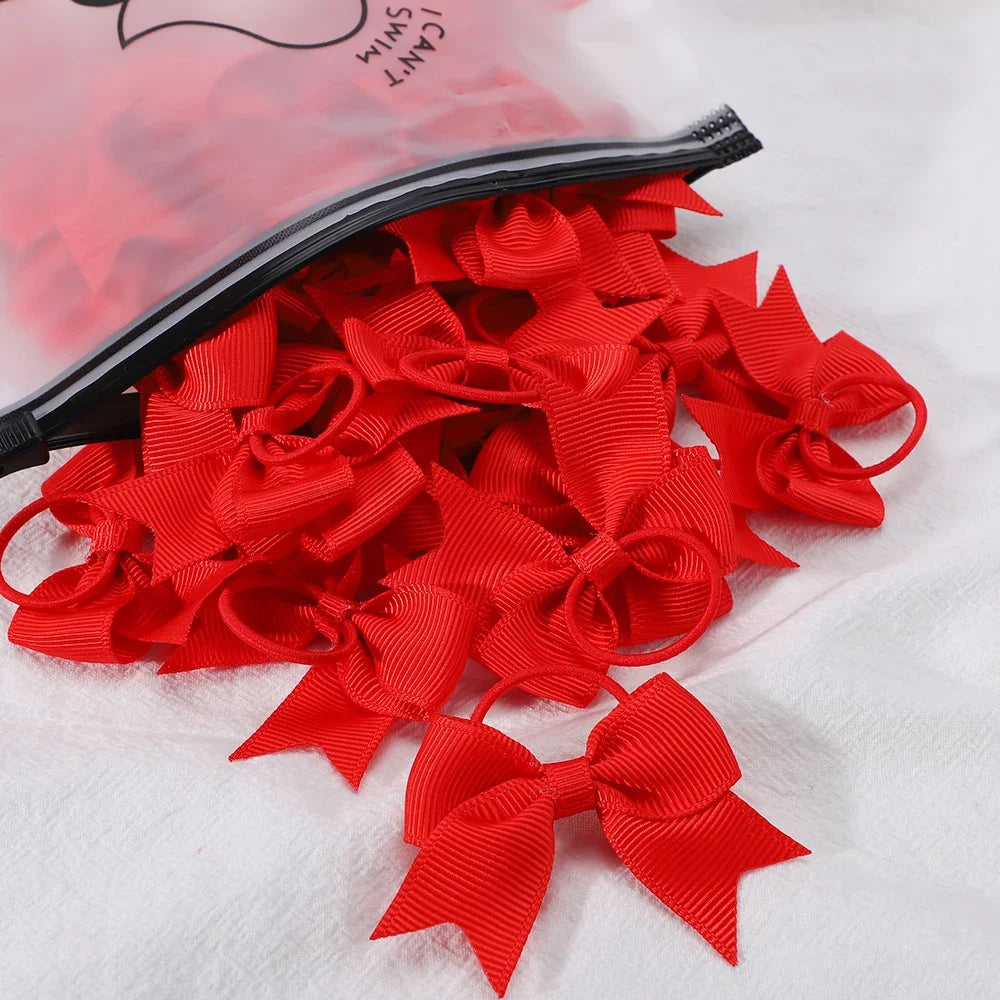10Pcs/lot Grosgrain Ribbon Pigtail Hair Bows Elastic Hair Ties Hair Bands Holders Girls Baby Hair Accessories for Baby Infants
