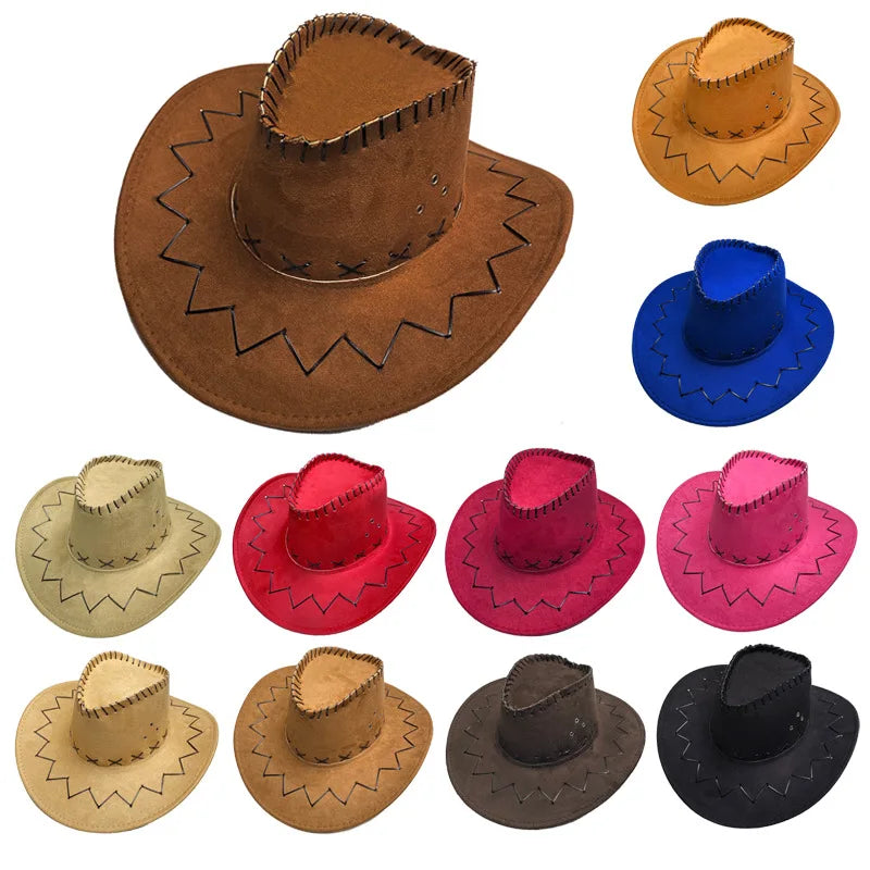 Hat for Men and Women Outdoor Use Large Brim Water Droplet Sunscreen Hat American Style Western Cowboy Hat Couple Jazz Top Hat