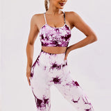 Tie-dye yoga clothing set, sports bra, intimates, yoga pants, non-falling sports tights, peach butt lifting line