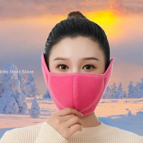 Winter Cold Warm Masks Ear Masks Full Package Thickened Shaking Grain Velvet Dust Mask For Men And Women