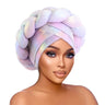 New African Colorful Laser Large Braid Turbans For Women Trendy Gradient Color Elastic Head Wraps Ramadan Chemo Hats Headscarf