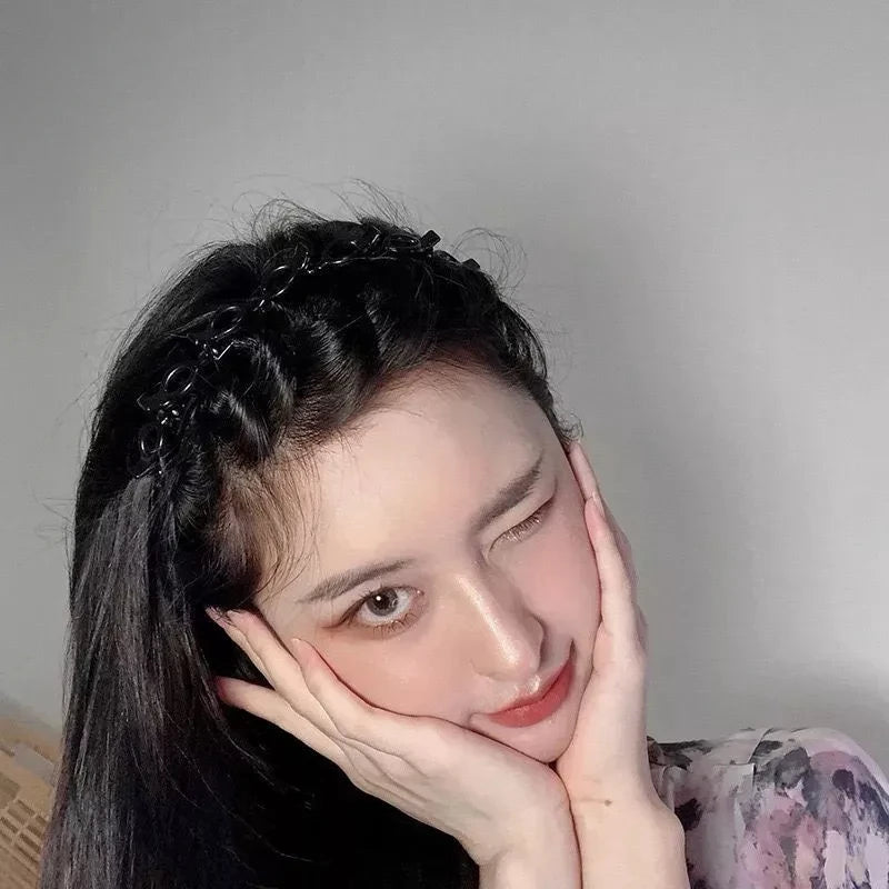 New Double Band Headbands for Women Hairstyle Fashion Non-Slip Hair Bands with Clips  Bezel Hair Hoop Hair Headwear 머리띠