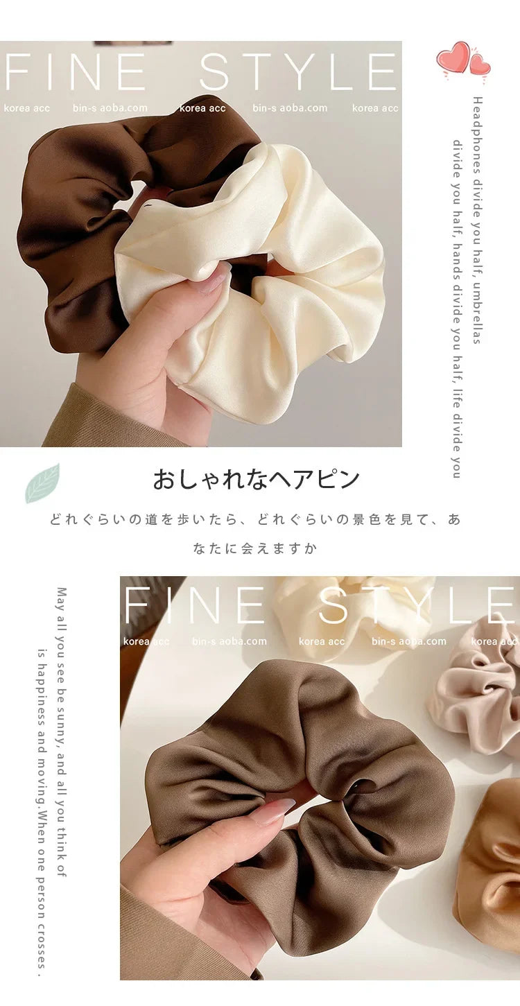 French Style Women Silk Scrunchie high sense Solid Color Hair Bands ladies Sports Dancing Ponytail Holder Hair Accessories Ties