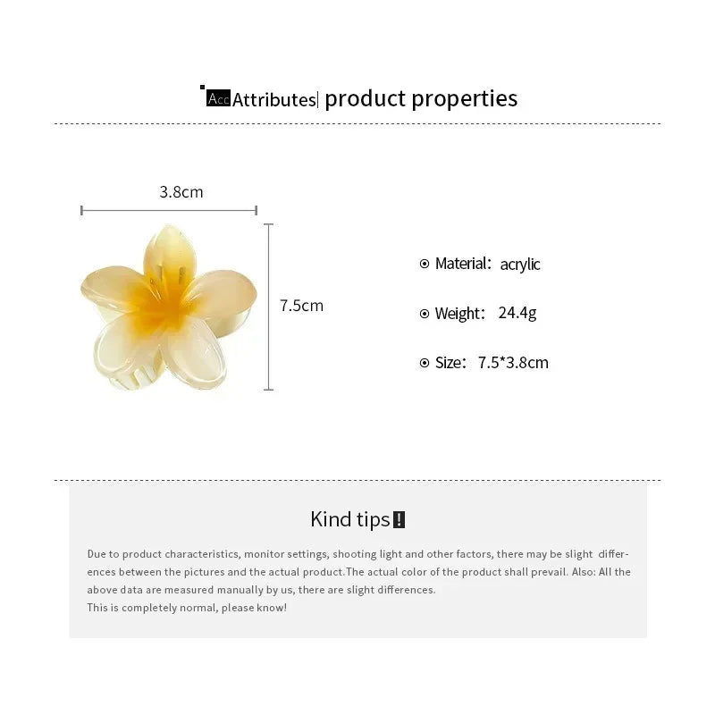 Hot Bohemia Gradient Colorful Acrylic Egg Flowers Hair Claw Clips For Women Beach Forest Style Sweet Headwear New Accessories