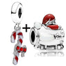 Buipoey 2pcs/lot Christmas Red Cane Gingerbread Man Charm Snowman Santa Beaded Sock Pendant DIY Beacelets jewelry Accessory Gift