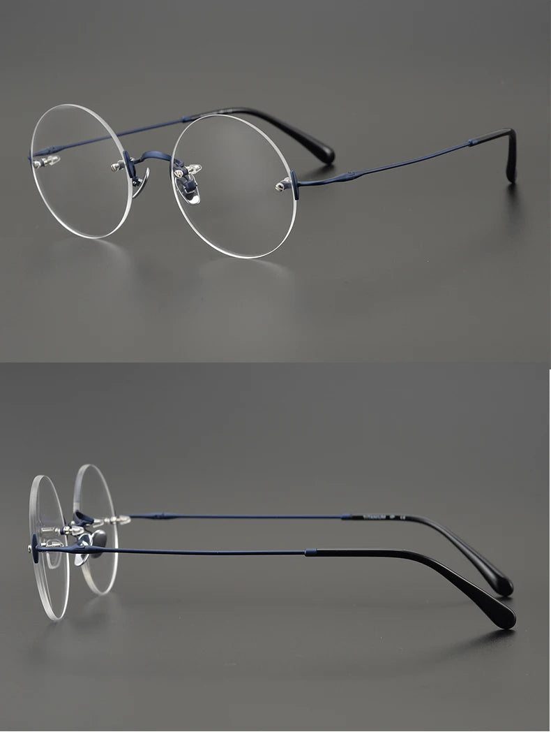 2024 Pure Titanium Round Rimless Glasses Frame Simple Fashion Men Women Small Faces Eyeglasses Light Weight Frameless Spectacles
