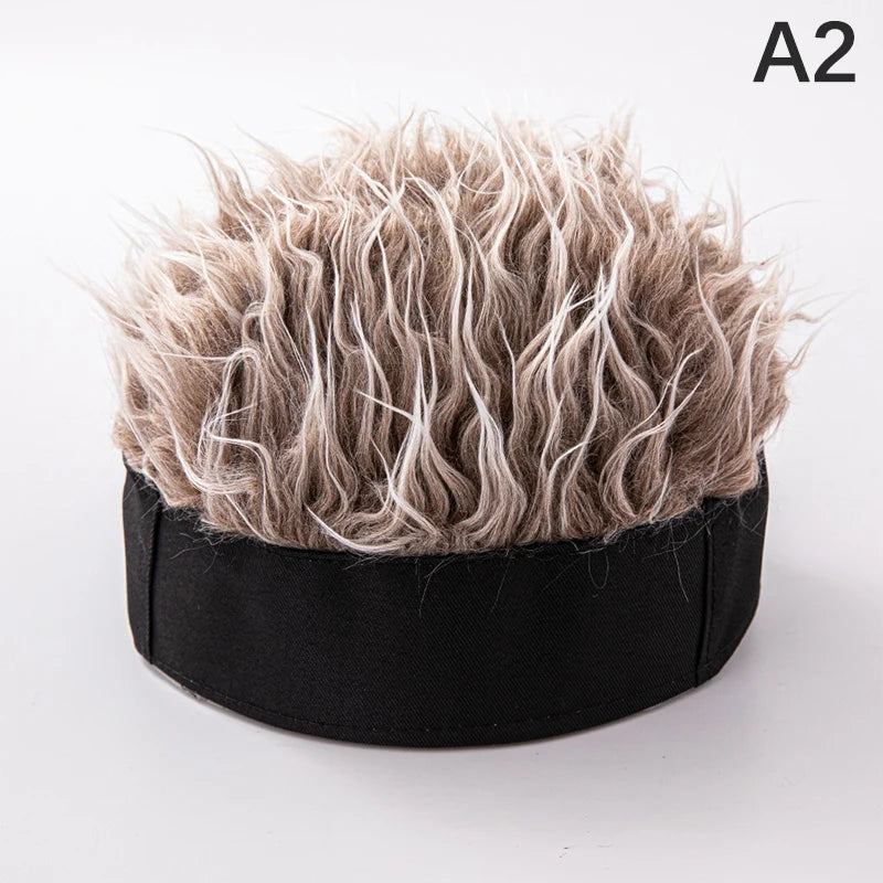 Baseball Cap Men Women Beanie Wig Hat Fun Short Hair Caps Breathable Soft for Party Toupee Hats Outdoor