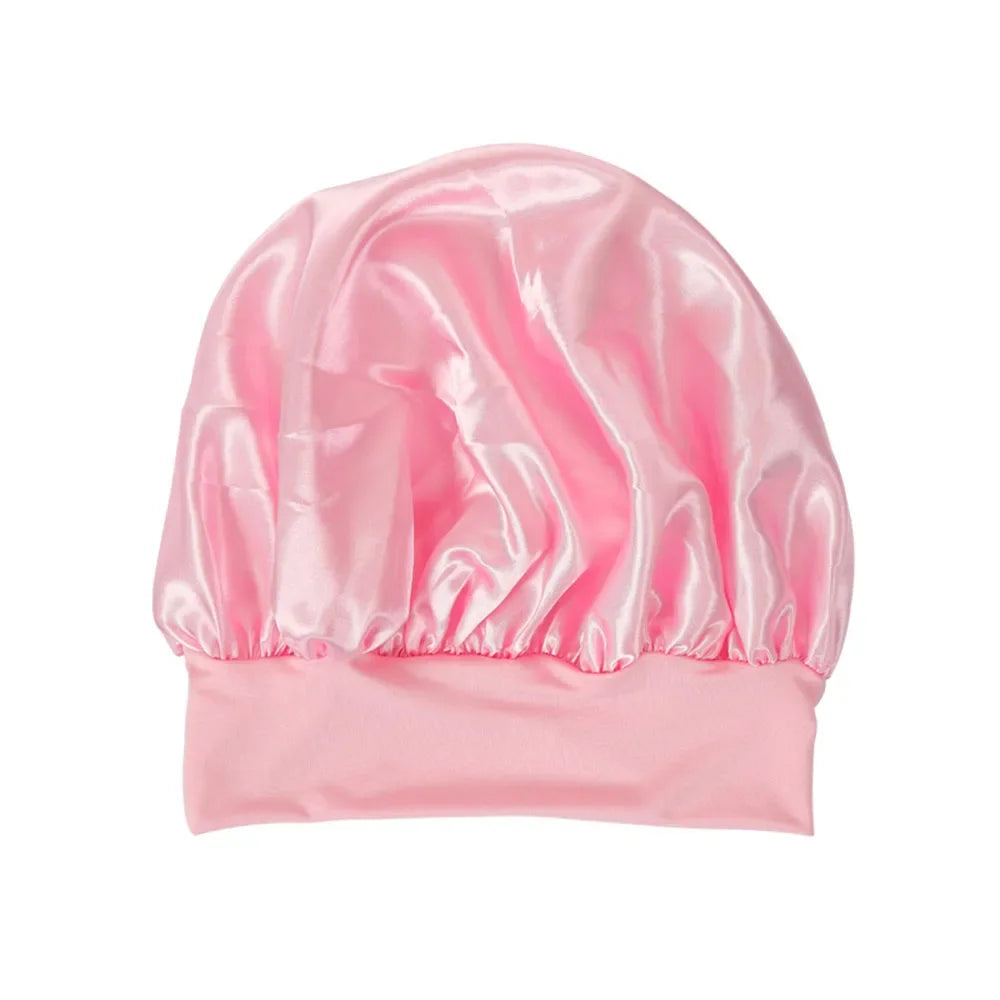 Newly Satin Night Hair Cap Women's Solid Sleeping Hat Sleep Care Bonnet Nightcap For Women Unisex Cap
