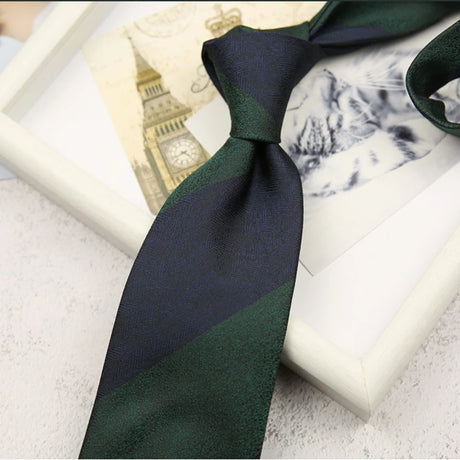 Fashion 8cm Navy Striped Neckties For Men Formal Silk Neck Tie Business Shirt Suit Cravat Tuxedo Wedding Party Daily Wear Gifts