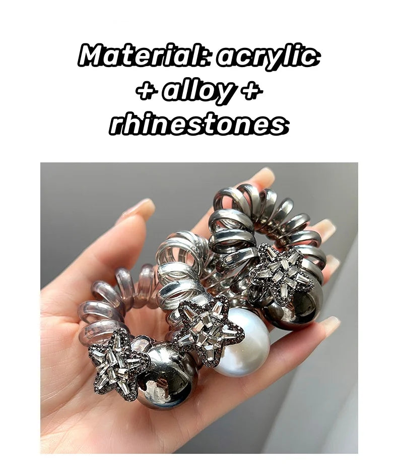 New Telephone Line Elastic Hair Rope Advanced Sense Pearl Hair Rope Hair Loop For Women High Elasticity Head Rope Hair Bands