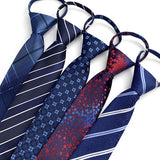 HUISHI Striped Plaid Print Neck Ties For Men Wedding Party Lazy Zipper Tie Fashion Business Necktie Male Suit Accessori Cravats