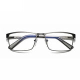 Blue Light Blocking Eye Protection Eyeglasses Men Square Metal Large Frame Reading Spring Leg Elderly Presbyopia Glasses