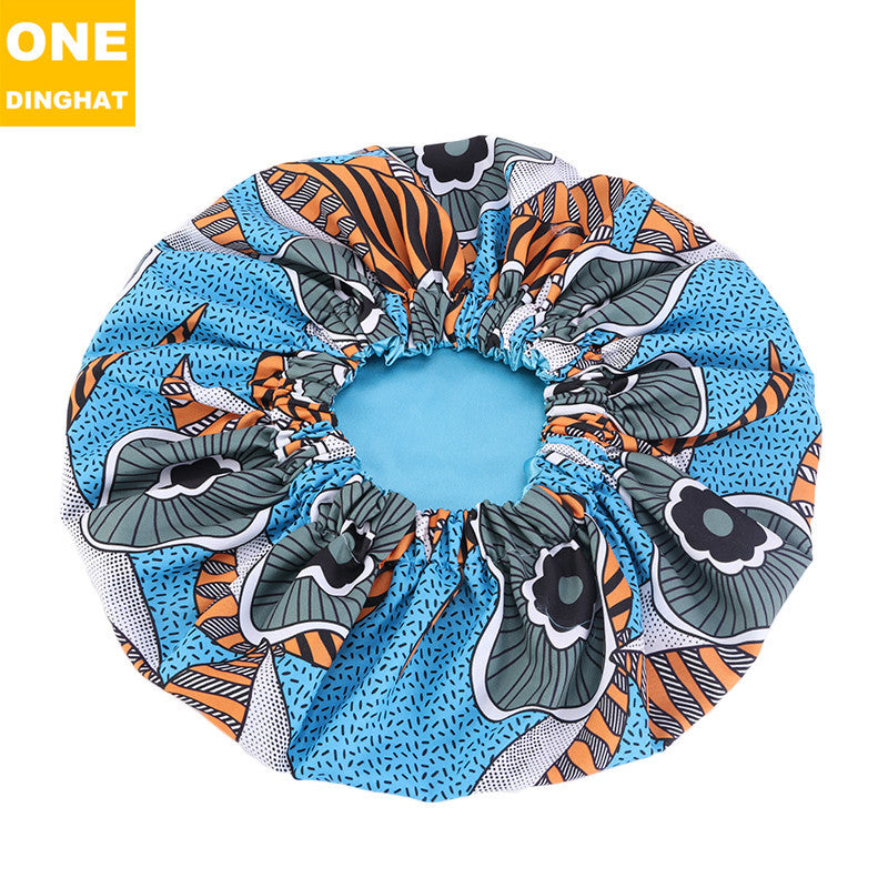 2020 New No. plus-Sized African Printing round Cap Double-Layer Satin Lining Wide Edge Nightcap Chemotherapy Hat