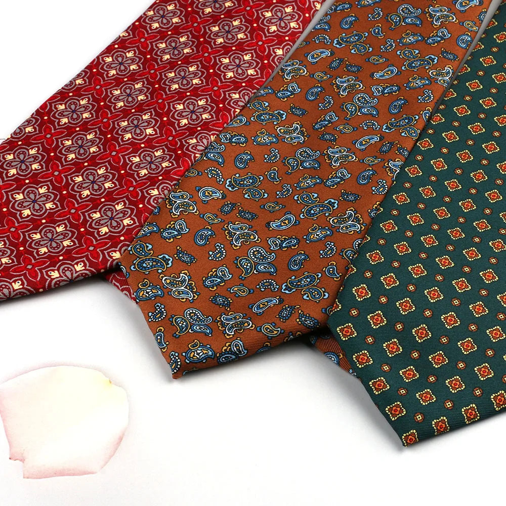 New 8cm Korean Style Necktie for Men Business Professional Retro College Boys Imitation Silk Print Fabric Floral Groom's Tie