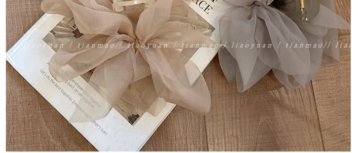 New Mesh Bow Grip Clip Female Ponytail Braid Hair Claw Clip Elegant Girl Hair Clip Hair Accessories Gift Headdress