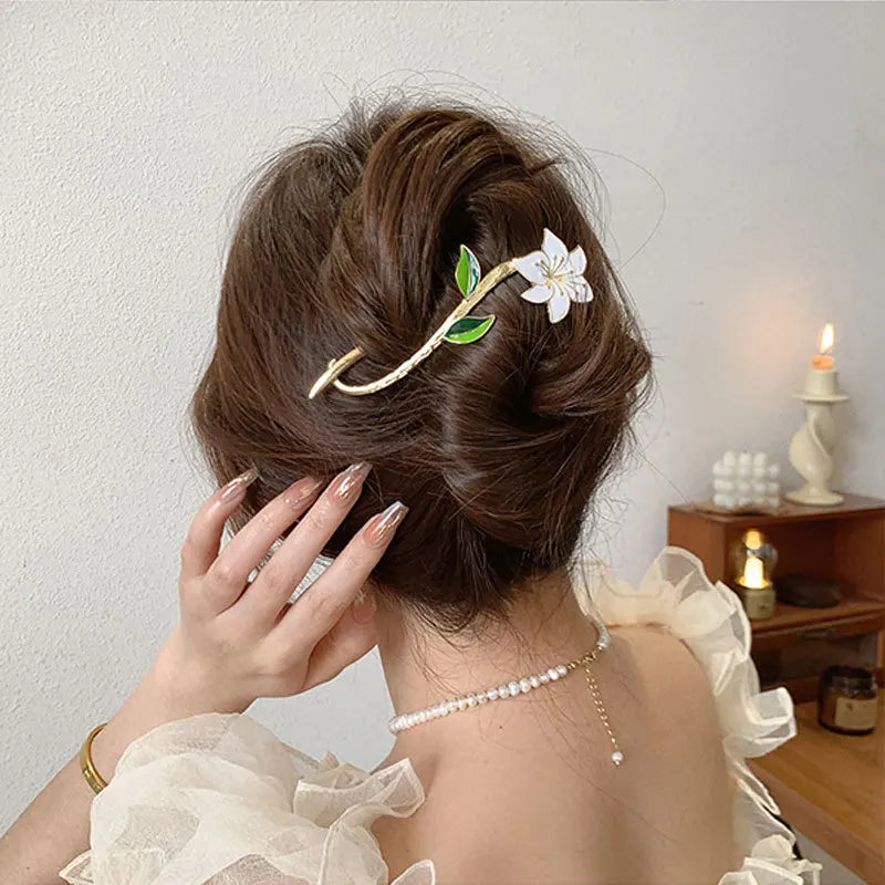 New Women Metal Hair Claw Elegant Gold Flowers Hair Clips Barrette Crab Headband Ponytail Clip Headwear hair accessories tiara