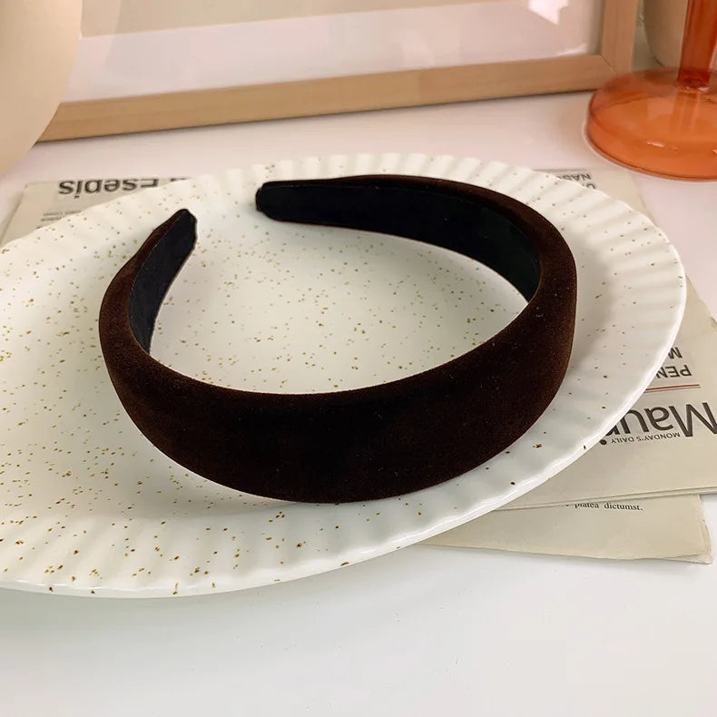 SWINATE Fashion Women Basic Black Velvet Hairband Double Size Headband Stretch Hair Hoop Simple Plain Style Easy For Wearing