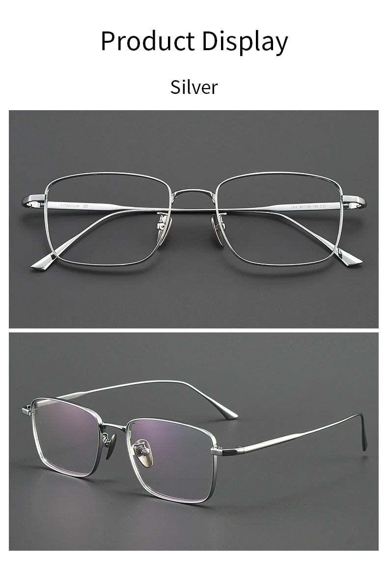 Xbora Men's Ultra-Light Pure Titanium Glasses Frame Business Square Flexible Optical Women's Prescription Eyelasses 1908