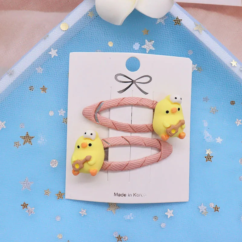 2 Pcs Lovely Little Chicken Children Elastics Hair Bands Hairpins Hair Clips Headwear Barrette Baby Girls Kids Hair Accessories