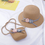 Summer Baby Straw Hat With Handbag Flower Breathable Beach Hat Bags Kids Hat Boy Girls Sun Visor UV protection panama Hat gorras