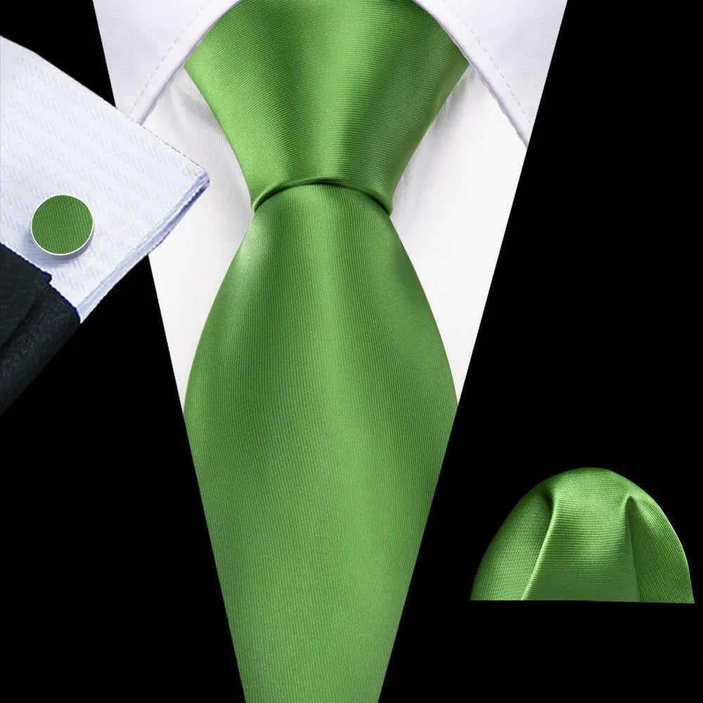 Fashion Luxury Green Silk Tie For Men Casual Formal Wedding Geometric Tie Barry.Wang NeckTies Hanky Cufflinks Set Business Gift