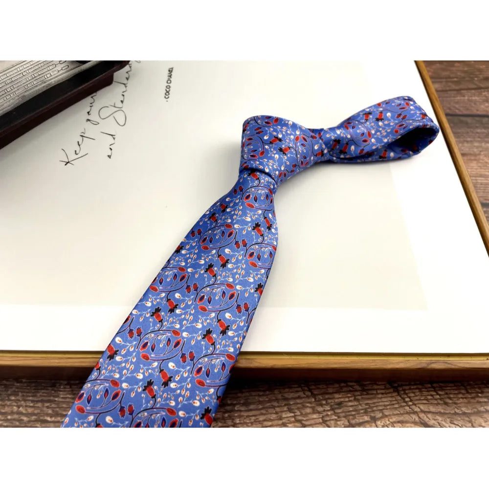 Fashion 8CM Wdith Brown Neckties Vintage Retro Flower Printed Ties For Adult Mens Casual Daily Neckwear Wedding Party Cravate